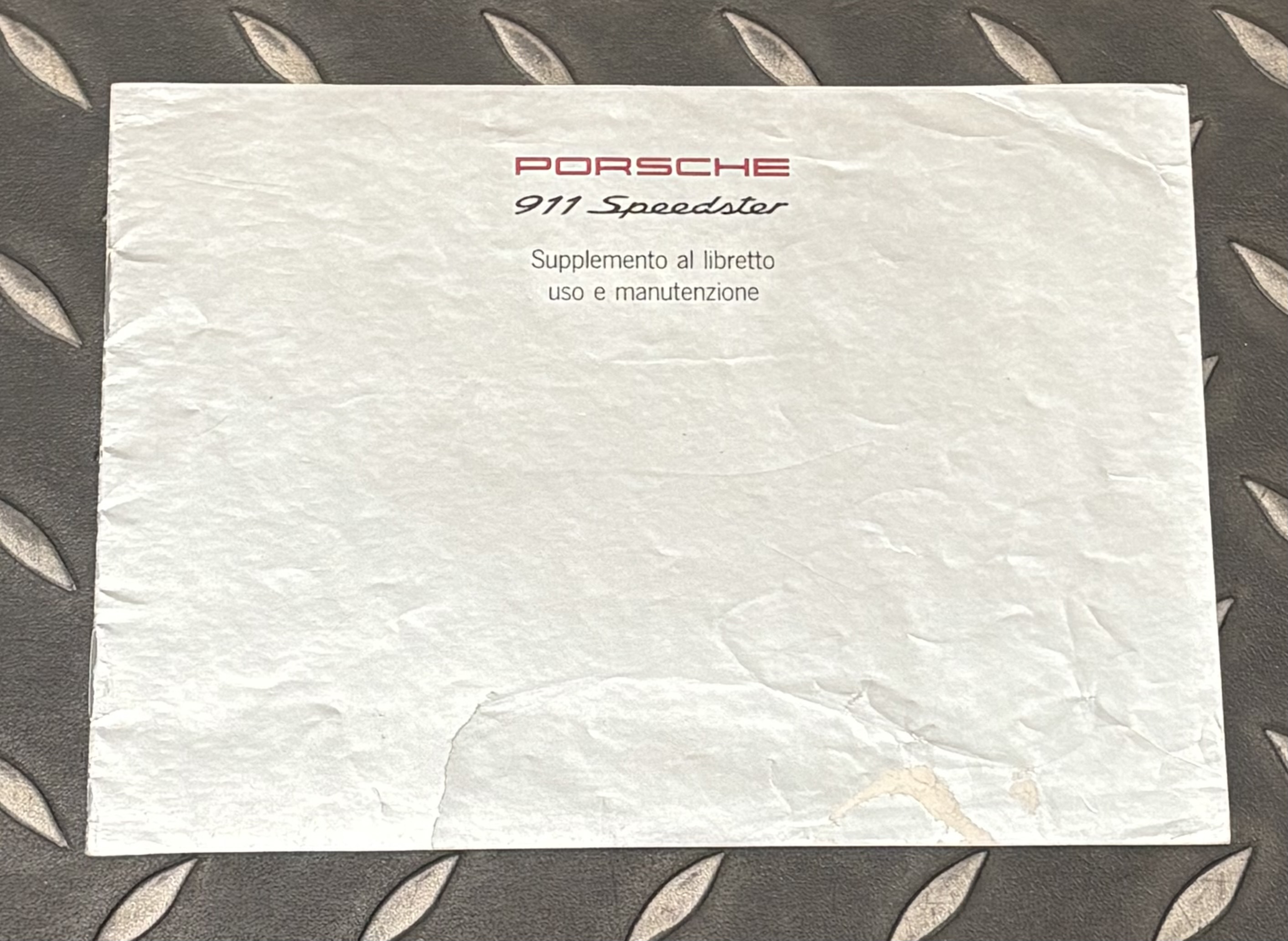  Porsche 911 Speedster manual – Original Supplement to the owner’s manual use and maintenance